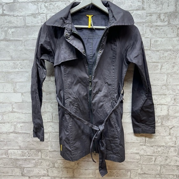 LOLE water repellent jacket women’s size XS gray hooded belted - Picture 1 of 8